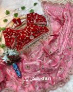 Artistic Pink Fendy Silk Sequence Embroidery Work Saree With Stitched Blouse - Image 4