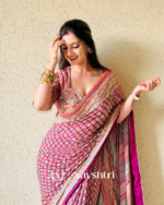 Tantalizing Multicolor Chinon Silk Printed Mirror Work Saree - Image 2