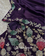 Majestic Purple Rangoli Silk Sequence Embroidery Work Saree With Stitched Blouse - Image 4