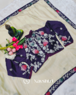 Vibrant Beige Rangoli Silk Sequence Embroidery Work Saree With Stitched Blouse - Image 4