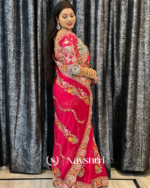 Seraphic Dark Pink Rangoli Silk Sequence Embroidery Work Saree With Stitched Blouse - Image 5
