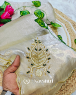 Winsome Beige Jimmy Choo Hand Work Saree - Image 4