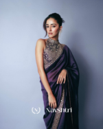 Purple Color Two Tone Fancy Silk Saree with Embroidery Lace Work - Image 4
