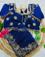 Admirable Navy Blue Fendy Silk Sequence Embroidery Work Saree With Stitched Blouse - Image 4