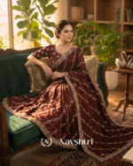 Dalliance Maroon Fendy Silk Sequence Embroidery Work Saree With Stitched Blouse - Image 4