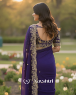 Panache Royal Blue Embroidery Work Fancy Silk Saree With Captivating Full Stitched Blouse - Image 4