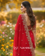 Nemesis Red Embroidery Work Fancy Silk Saree With Engrossing Full Stitched Blouse - Image 4