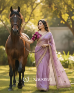 Ethereal Lavender Embroidery Work Jimmy Choo Silk Saree With Scrumptious Full Stitched Blouse - Image 4