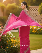 Arresting Dark Pink Embroidery Work Fancy Silk Saree With Ratatouille Full Stitched Blouse - Image 4