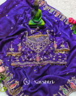 Preferable Royal Purple Fendy Silk Sequence Embroidery Work Saree With Stitched Blouse - Image 4