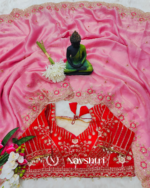 Ineffable Pink Fendy Silk Sequence Embroidery Work Saree With Stitched Blouse - Image 5