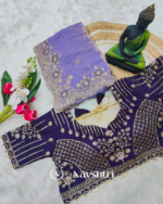 Energetic Lavender Fendy Silk Sequence Embroidery Work Saree With Stitched Blouse - Image 4