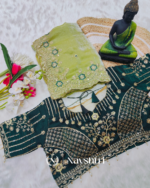 Pulsating Green Fendy Silk Sequence Embroidery Work Saree With Stitched Blouse - Image 4