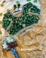 Ornate Mustard Fendy Silk Sequence Embroidery Work Saree With Stitched Blouse - Image 4