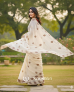 Lagniappe Off White Fancy Silk Embroidery Work Saree With Stitched Blouse - Image 4