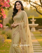 Ineffable Beige Fancy Silk Embroidery Work Saree With Stitched Blouse - Image 4