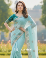 Glorious Sky Fancy Silk Embroidery Work Saree With Stitched Blouse - Image 4