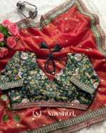 Chatoyant Red Cursh Silk Saree With Stunner Stitched Blouse - Image 5