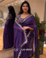 Pleasant Purple Rangoli Silk Saree With Beauteous Stitched Blouse - Image 4