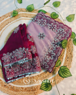 Assemblage Lavender Organza Silk Saree With Magnificat Full Stitched Blouse - Image 4