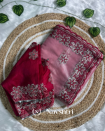 Charismatic Pink Organza Silk Saree With Whimsical Full Stitched Blouse - Image 4