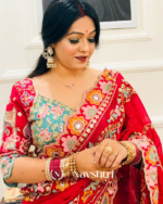 Seraphic Dark Red Rangoli Silk Sequence Embroidery Work Saree With Stitched Blouse - Image 2