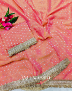 Engrossing Peach Moss Silk Zari Woven Fancy Lace Border Saree - Image 5