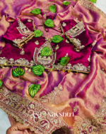 Designer Pink Embroidery Work Chiffon Silk Saree With Glittering Full Stitched Blouse - Image 5