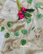 Winsome Beige Jimmy Choo Hand Work Saree - Image 6