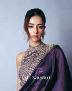 Purple Color Two Tone Fancy Silk Saree with Embroidery Lace Work - Image 5
