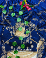 Admirable Navy Blue Fendy Silk Sequence Embroidery Work Saree With Stitched Blouse - Image 5