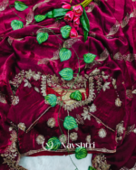 Dalliance Maroon Fendy Silk Sequence Embroidery Work Saree With Stitched Blouse - Image 5
