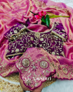 Grandiose Pink Fendy Chiffon Silk Sequence Embroidery Work Saree With Stitched Blouse - Image 5