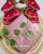Denouement Pink Embroidery Work Jimmy Choo Silk Saree With Marvellous Full Stitched Blouse - Image 5