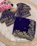 Panache Royal Blue Embroidery Work Fancy Silk Saree With Captivating Full Stitched Blouse - Image 5
