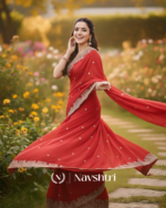 Nemesis Red Embroidery Work Fancy Silk Saree With Engrossing Full Stitched Blouse - Image 5