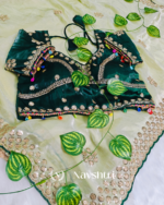 Innovative Pista Embroidery Work Jimmy Choo Silk Saree With Blooming Full Stitched Blouse - Image 5