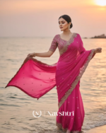 Arresting Dark Pink Embroidery Work Fancy Silk Saree With Ratatouille Full Stitched Blouse - Image 5