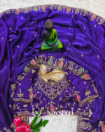 Preferable Royal Purple Fendy Silk Sequence Embroidery Work Saree With Stitched Blouse - Image 5