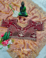 Enamoring Peach Fendy Silk Sequence Embroidery Work Saree With Stitched Blouse - Image 6