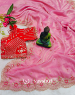 Ineffable Pink Fendy Silk Sequence Embroidery Work Saree With Stitched Blouse - Image 4