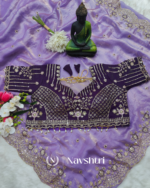Energetic Lavender Fendy Silk Sequence Embroidery Work Saree With Stitched Blouse - Image 5