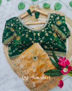 Ornate Mustard Fendy Silk Sequence Embroidery Work Saree With Stitched Blouse - Image 5