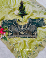 Pulsating Green Fendy Silk Sequence Embroidery Work Saree With Stitched Blouse - Image 5