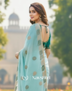 Glorious Sky Fancy Silk Embroidery Work Saree With Stitched Blouse - Image 5
