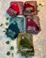 Confounding Sky Organza Silk Saree With Lissome Full Stitched Blouse - Image 5