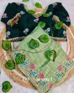 Outstanding Pista Embroidery Work Cursh Silk Saree With Vibrant Full Stitched Blouse - Image 5