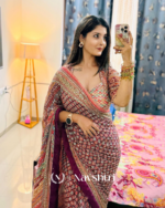 Tantalizing Multicolor Chinon Silk Printed Mirror Work Saree - Image 3