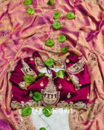 Designer Pink Embroidery Work Chiffon Silk Saree With Glittering Full Stitched Blouse - Image 6