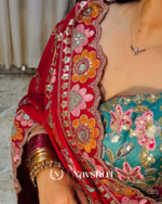 Seraphic Dark Red Rangoli Silk Sequence Embroidery Work Saree With Stitched Blouse - Image 6